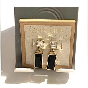 Lonna & Lilly Gold and Black Geometric Drop Earrings